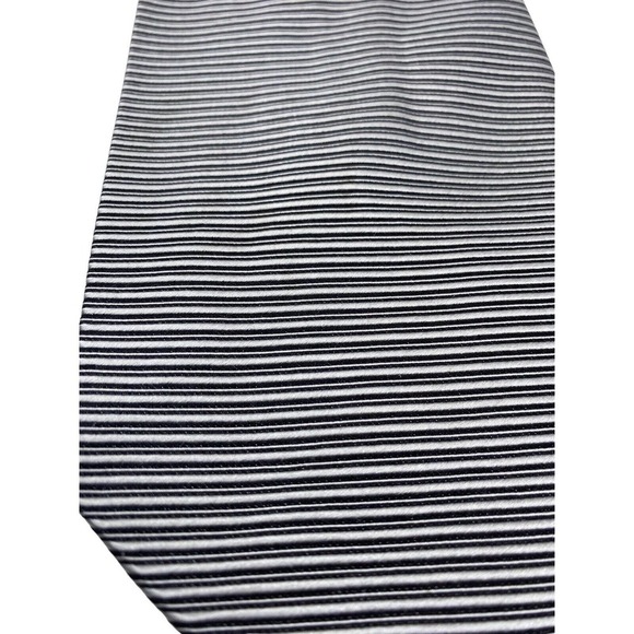 Luciano Gatti Elite 100% Silk Tie Made in Italy Textured Steel Gray Black Stripe - Picture 3 of 9